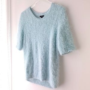 APT9. Super Soft Fluffy Turquoise Knit Sweater Tee